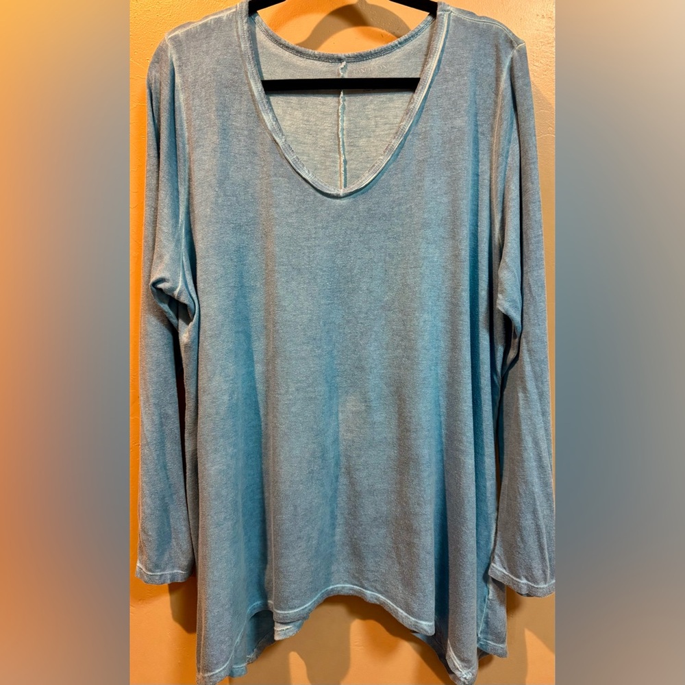 Lane Bryant Blue Shark Bite Asymmetrical Tunic with Relaxed Fit
